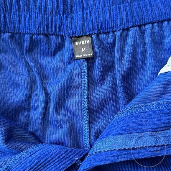 Shein Men's Flat Front Polyester Corduroy Chino Shorts Medium Blue - Picture 2 of 7